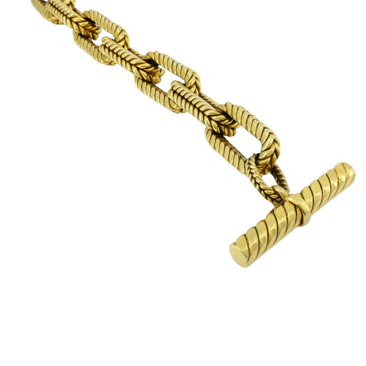 Vintage Italian 18k Yellow Gold Rope Link Toggle Bracelet