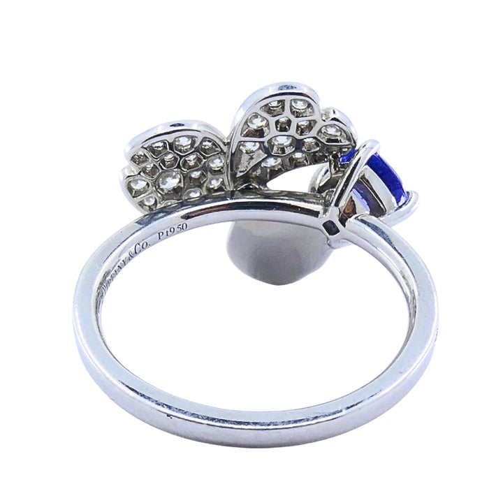 Tiffany & Co. Platinum Paper Flower Ring Tanzanite Diamonds