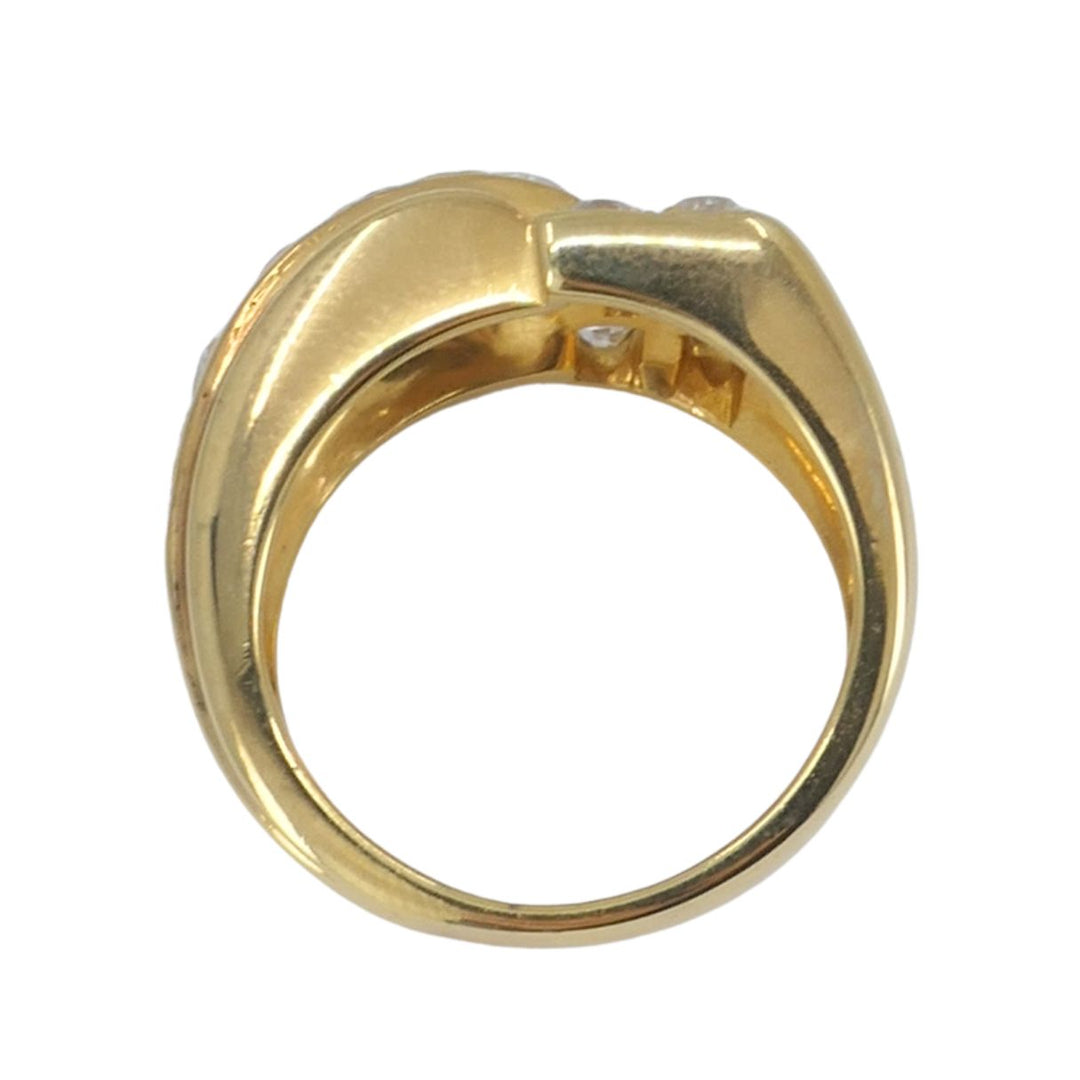 Vintage GRANAT 18k Yellow Gold Diamond Buckle Ring, 1950s