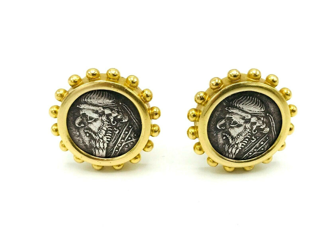 Elizabeth Locke 18k Yellow Gold Ancient Coin Earrings