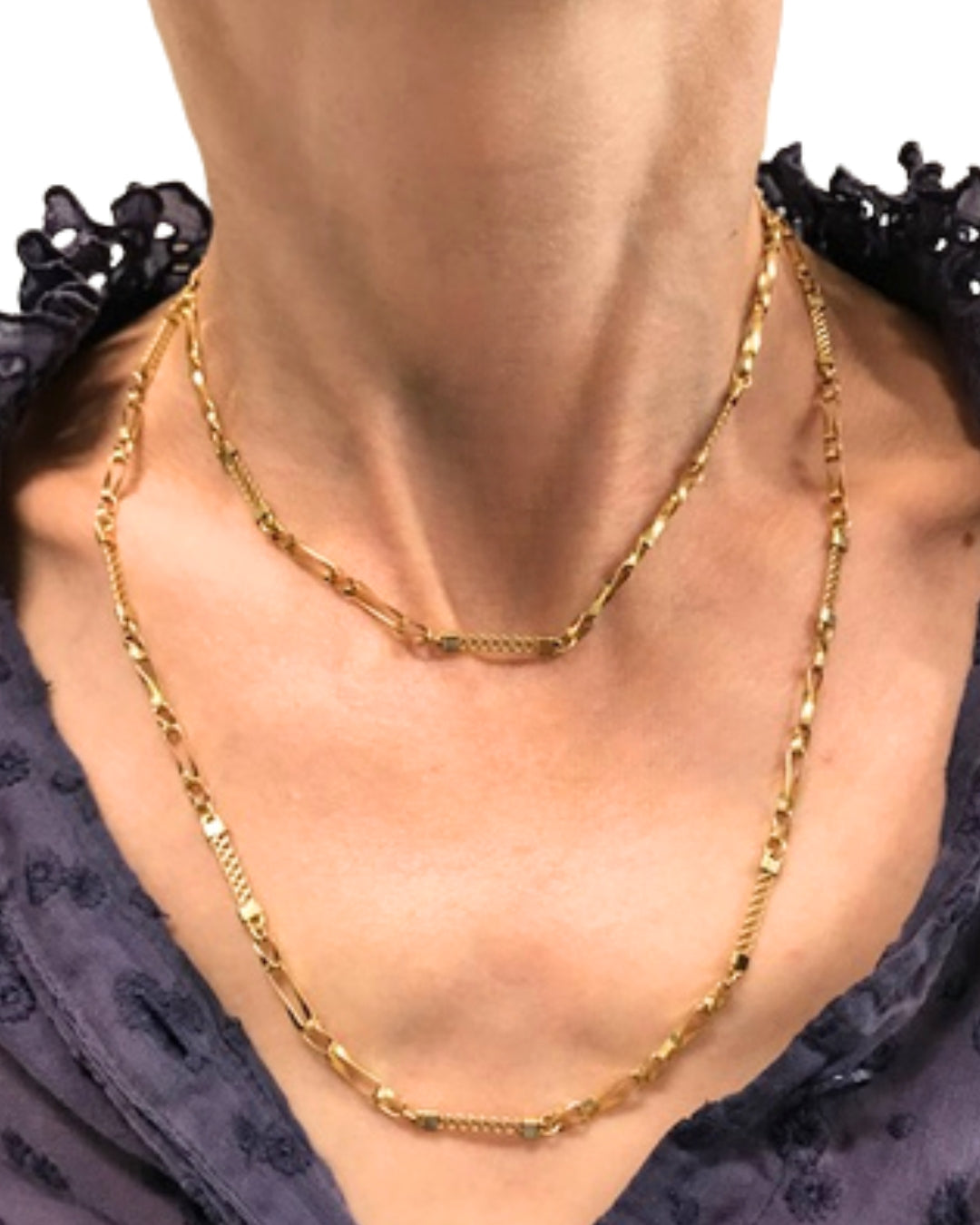 Vintage 18k Yellow Gold Chain Necklace 36” Long