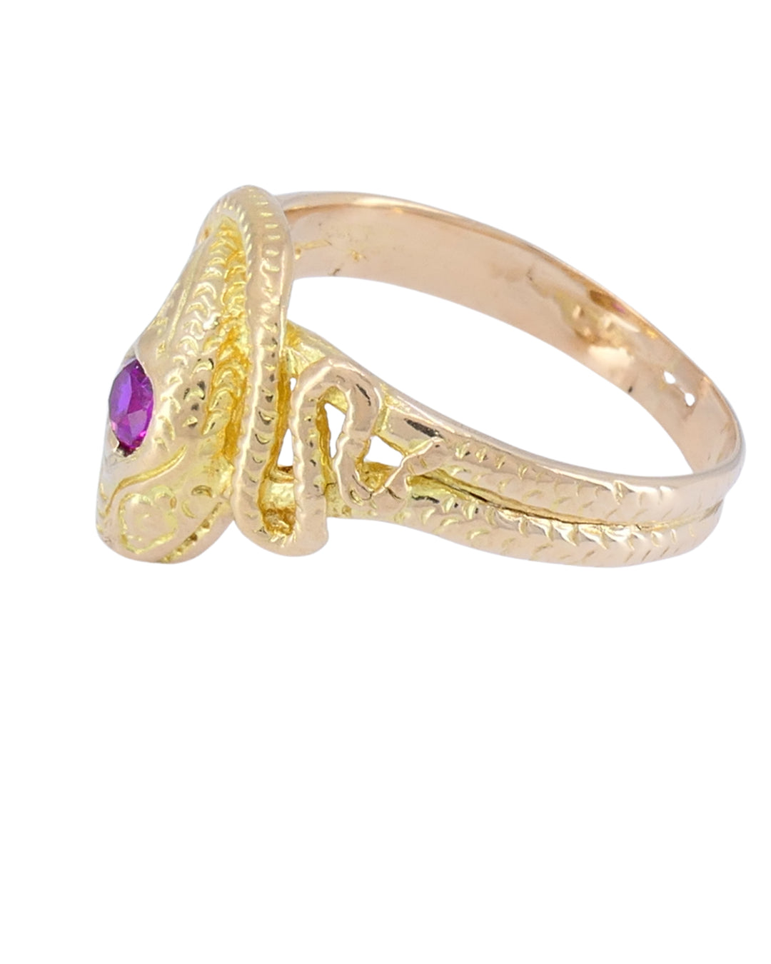 Vintage Snake Ring 14k Gold Ruby Ring Serpent Jewelry