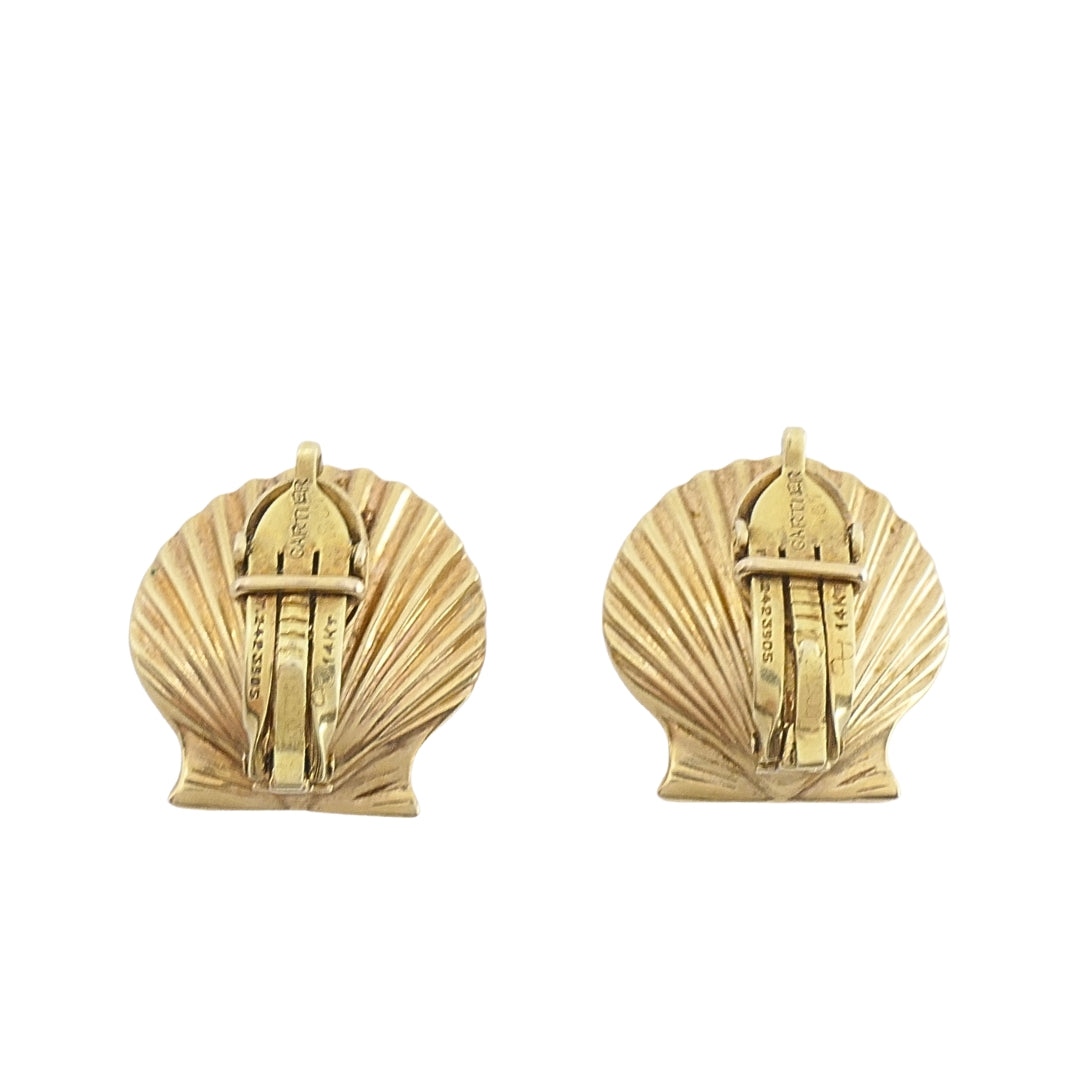 Cartier 14k Gold Shell Vintage Clip-On Earrings