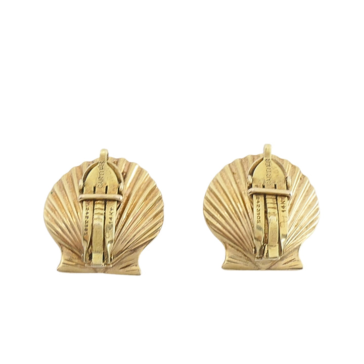 Cartier 14k Gold Shell Vintage Clip-On Earrings