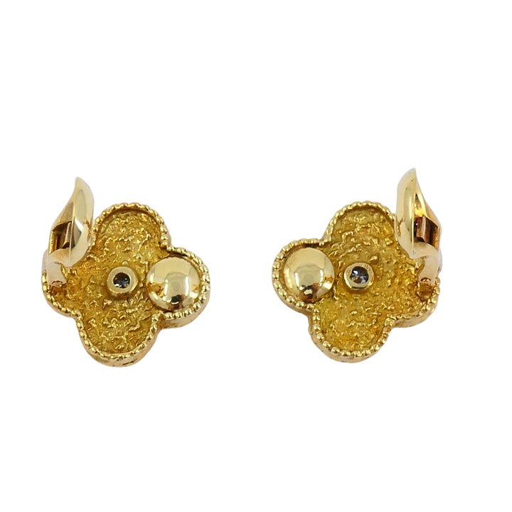 Van Cleef & Arpels Vintage Alhambra Earrings Diamond Gold