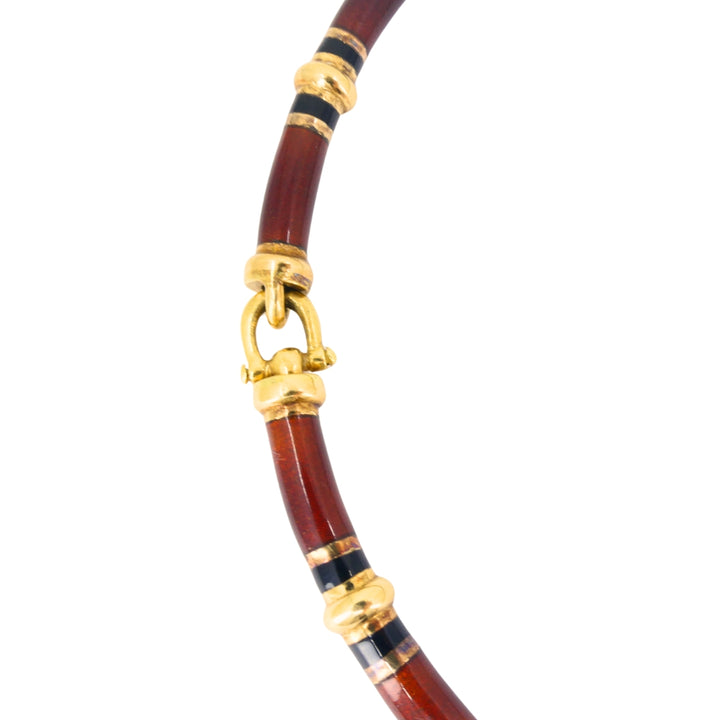 Vintage Gucci 18k Gold Enamel Necklace