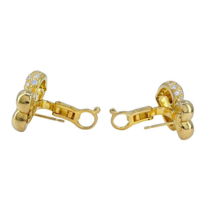 Vintage Van Cleef & Arpels 18k Gold Diamond Double Heart Earrings
