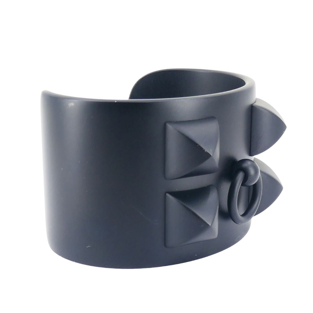 Hermes Collier de Chien Black Aluminium Sunset Cuff Bracelet