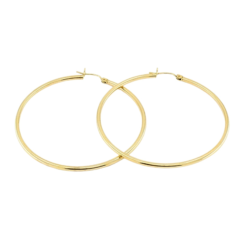 Hoop Earrings 14k Gold Wire Earrings Medium Size