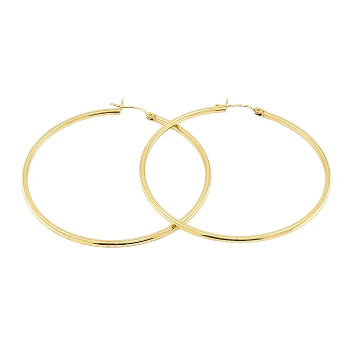 Hoop Earrings 14k Gold Wire Earrings Medium Size