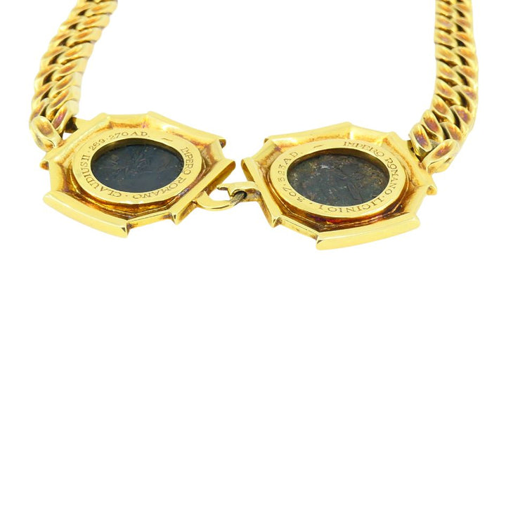 Vintage Bvlgari 18k Gold Monete Double Ancient Coin Necklace