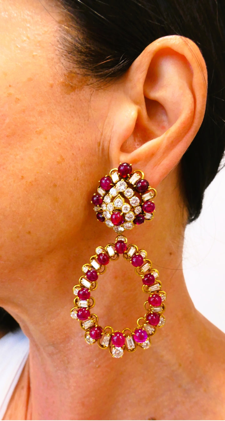 Boucheron Ruby And Diamond Earrings Day & Night Vintage Jewelry