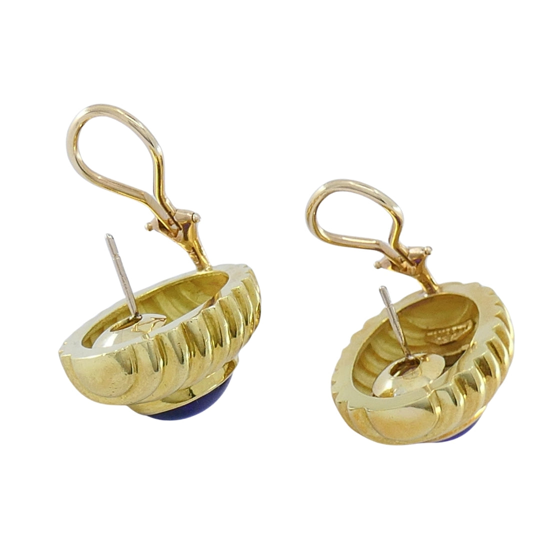 Vintage Tambetti 18k Gold Amethyst Cabochon Earrings