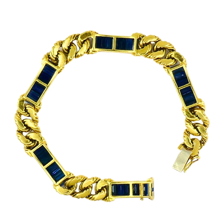 Vintage Fred Paris Bracelet Sapphire Diamond 18k Gold