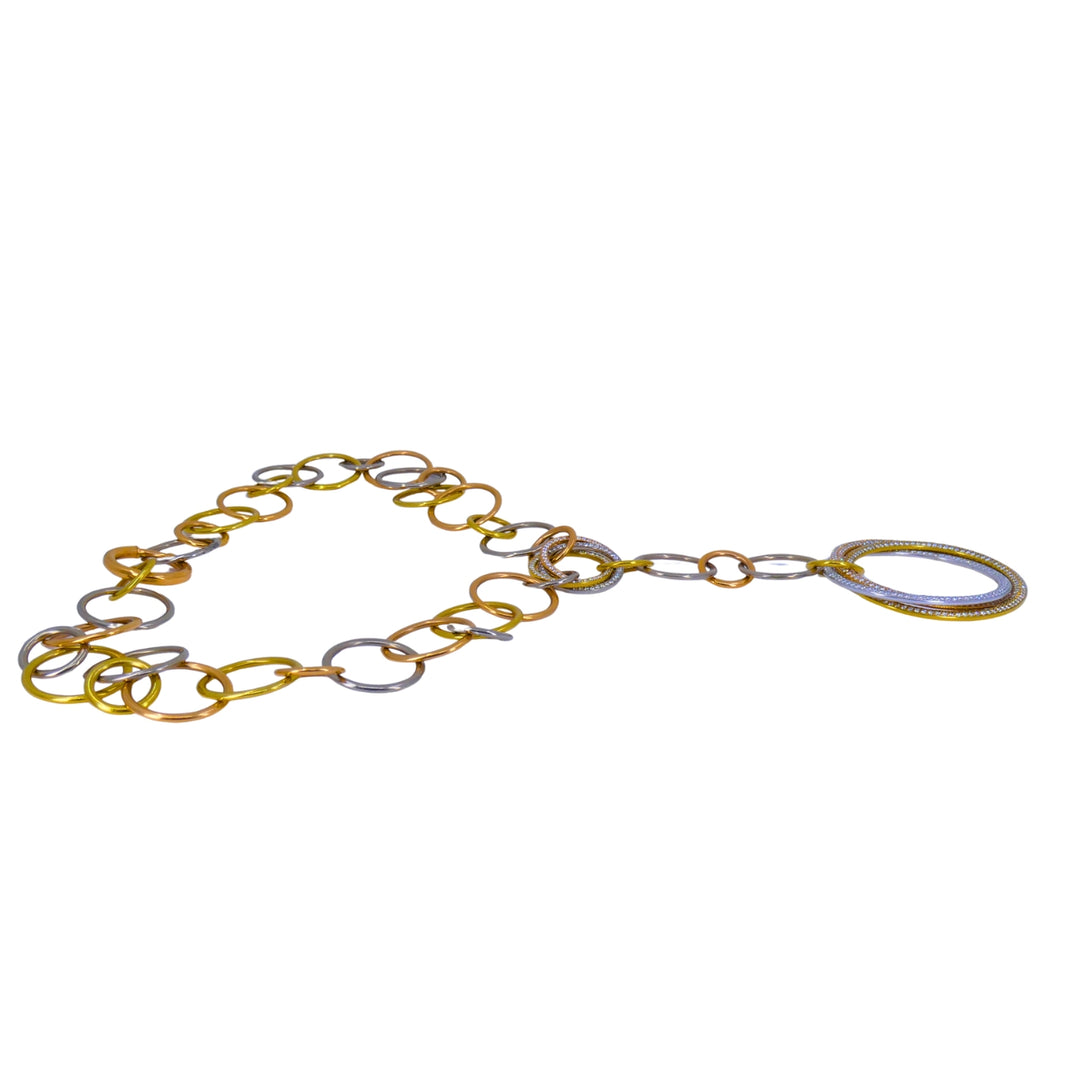 Cartier Trinity Diamond Necklace 18k Gold Estate Jewelry