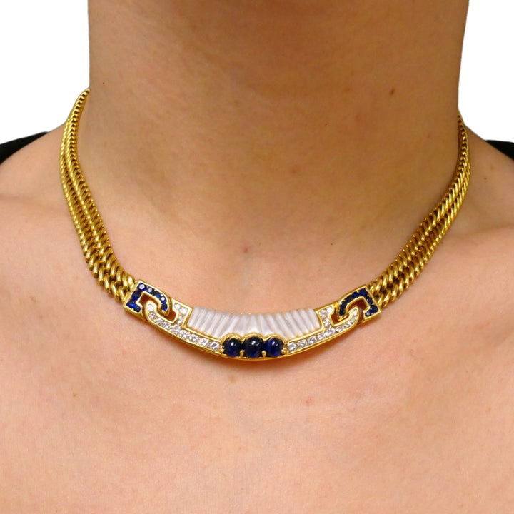 Mauboussin Necklace Carved Mother of Pearl Gemstones 18k Gold