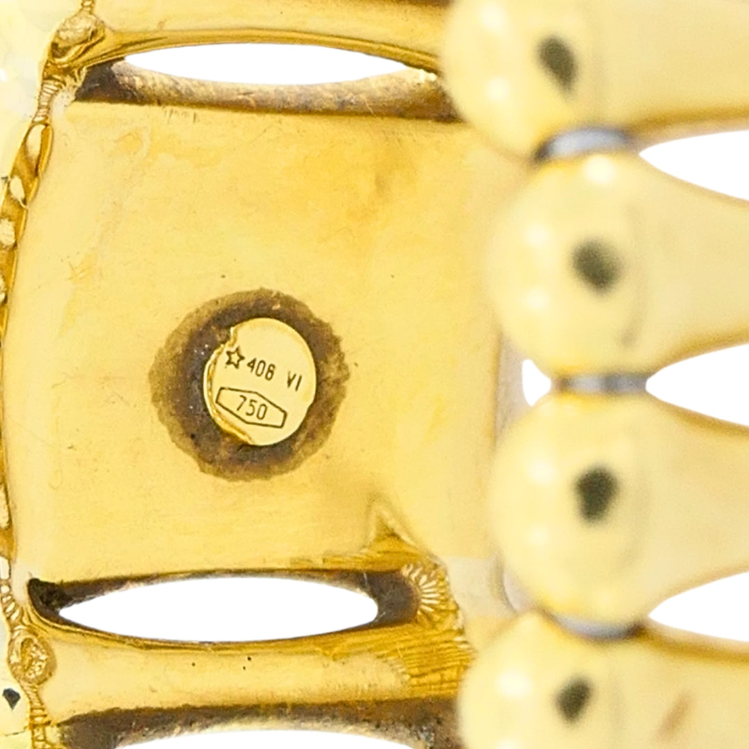 Vintage Chimento 18k Yellow Gold Bamboo‑Style Wide Band Ring