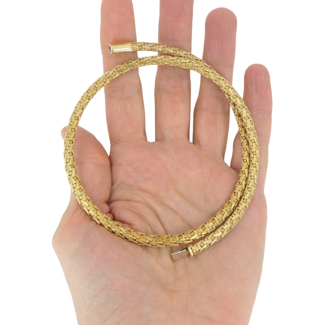 Herco Italian 14k Gold Collar Necklace Woven Design