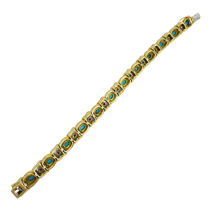 Vintage Tiffany & Co. Bracelet 18k Gold Sapphire Turquoise Estate Jewelry