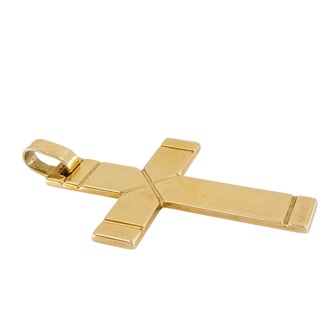 Vintage 14k Gold Cross Pendant Necklace Twisted Chain