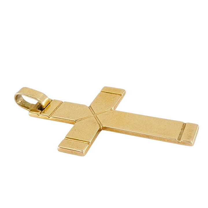 Vintage 14k Gold Cross Pendant Necklace Twisted Chain