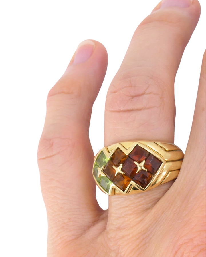 Bvlgari Bulgari Gemstone 18k Gold Cocktail Ring circa 1990s