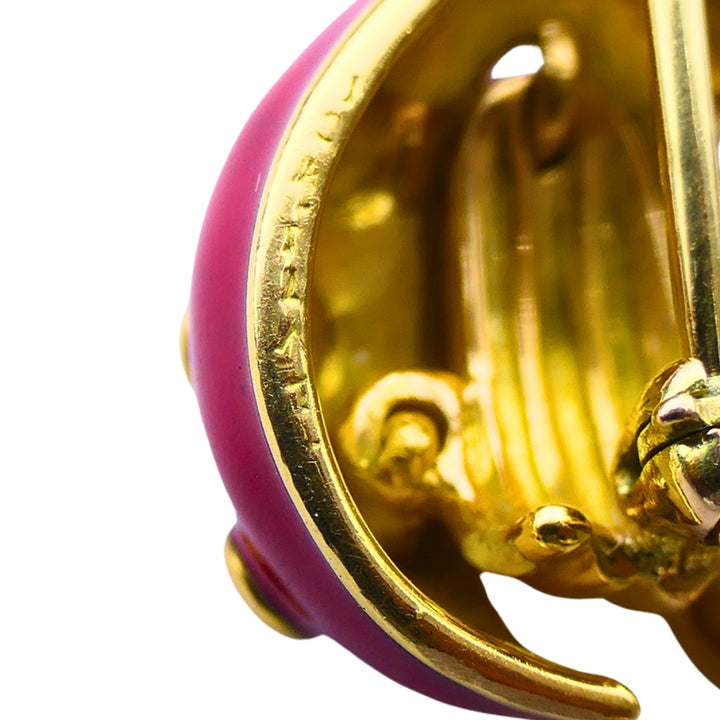 Vintage 1950s Oscar Heyman Ladybug Pin 18k gold Diamond Enamel