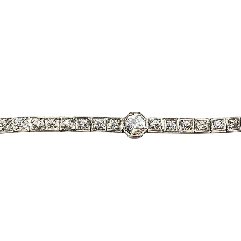 Vintage 14k White Gold Diamond Bracelet Estate Jewelry
