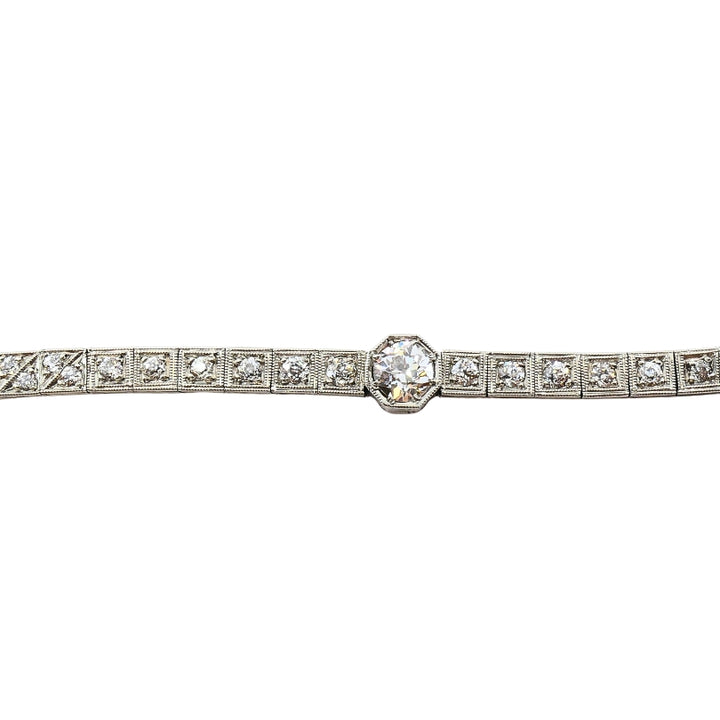 Vintage 14k White Gold Diamond Bracelet Estate Jewelry