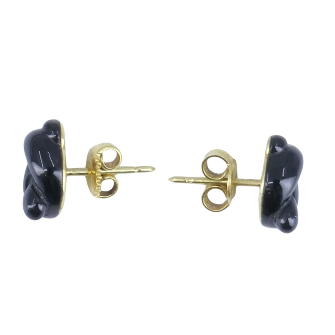 Tiffany & Co. Angela Cummings 1979 18k Gold Black Onyx Knot Vintage Earrings