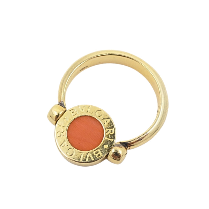 Bvlgari Flip Ring 18k Gold Coral Onyx
