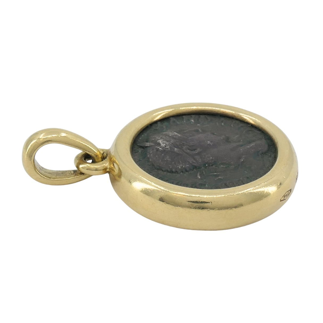 Vintage Bvlgari 18k Gold Ancient Coin Monete Bulgari Pendant