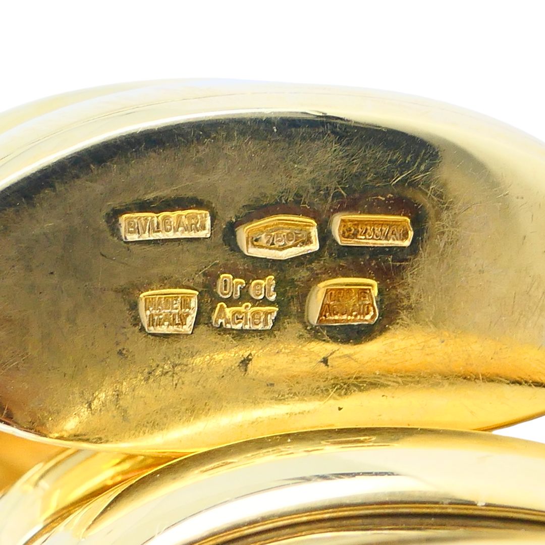 Vintage Bvlgari 18k Gold Stainless Steel Cuff Bracelet
