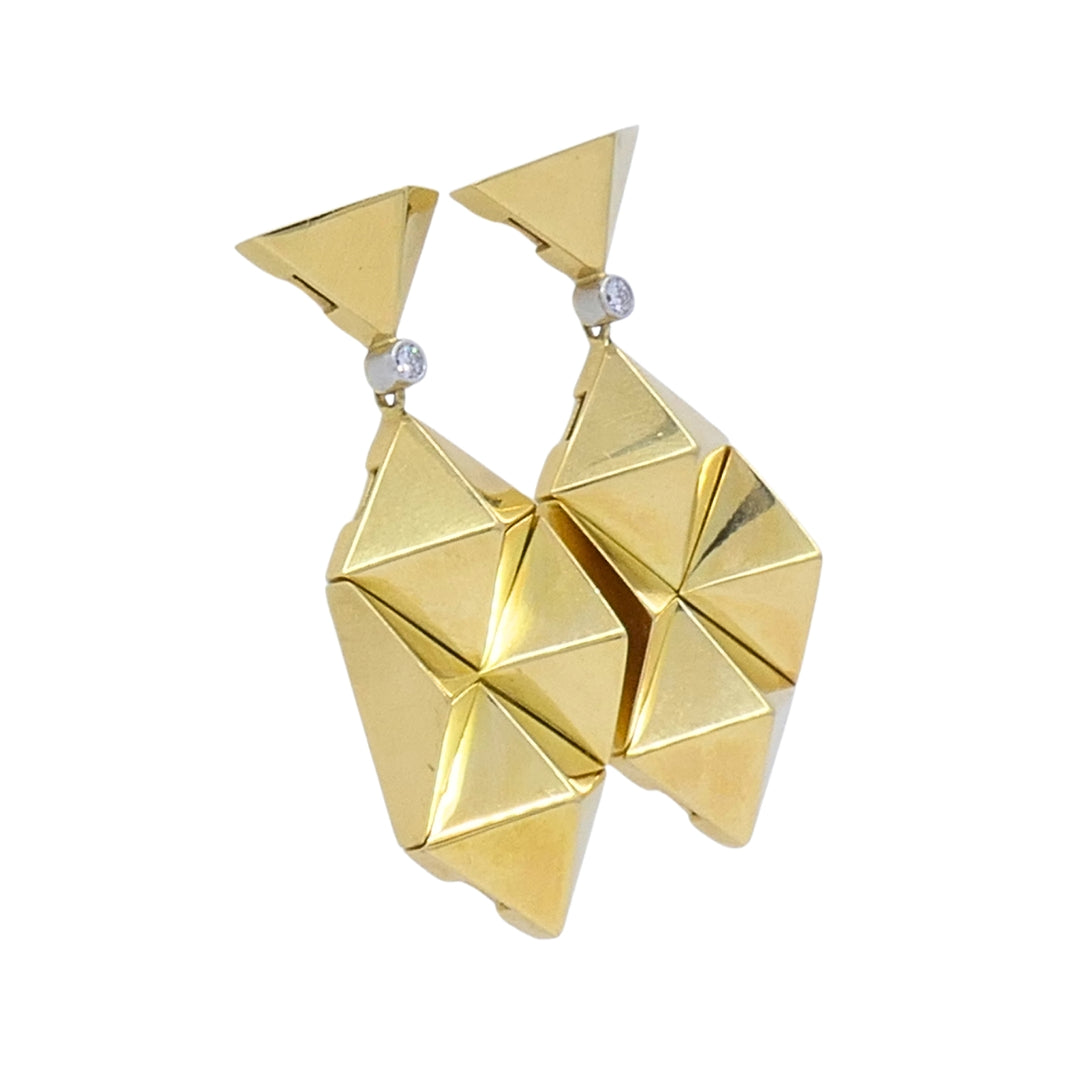 Aletto Brothers Apennines 18k Gold Diamond Pyramid Drop Earrings