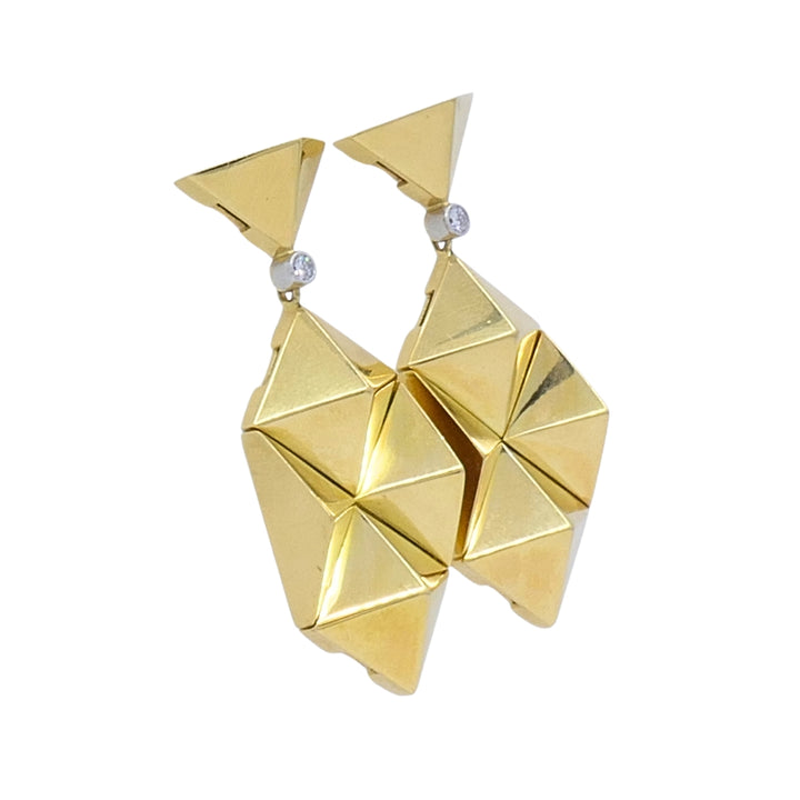 Aletto Brothers Apennines 18k Gold Diamond Pyramid Drop Earrings