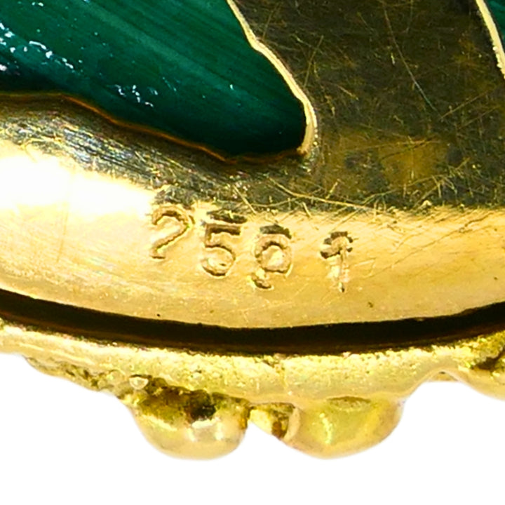 1980s Mauboussin Paris 18k Gold Malachite Pendant Necklace