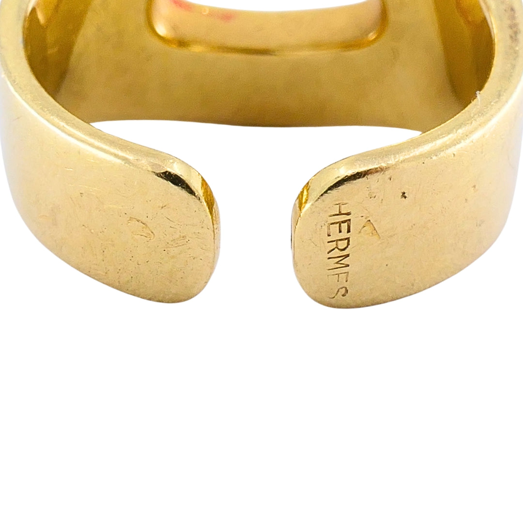 Vintage HERMÈS Silverium 18k Gold Sculptural Open-Cuff Ring, 1970s