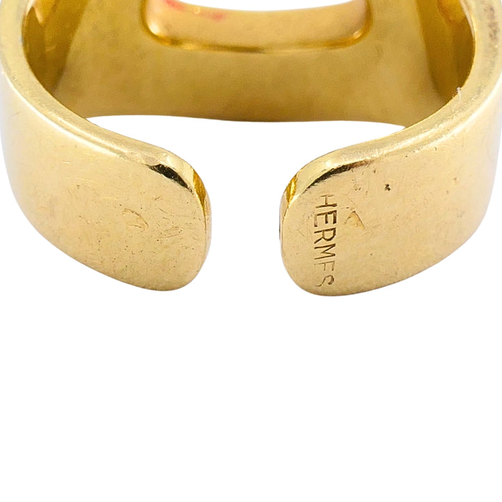 Vintage HERMÈS Silverium 18k Gold Sculptural Open-Cuff Ring, 1970s