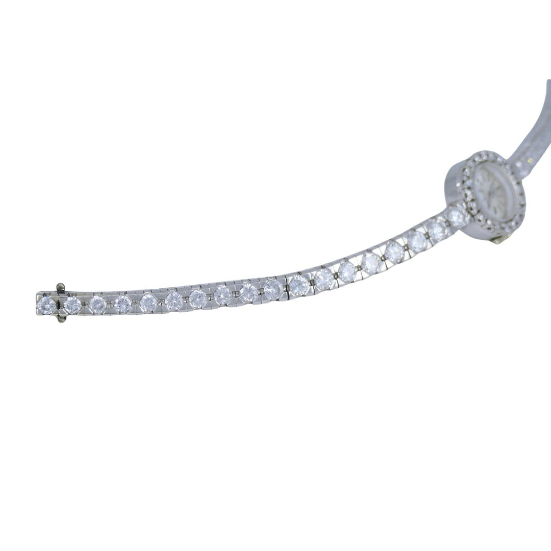 Vintage Longines Swiss 18k White Gold Diamond Lady's Wrist Watch