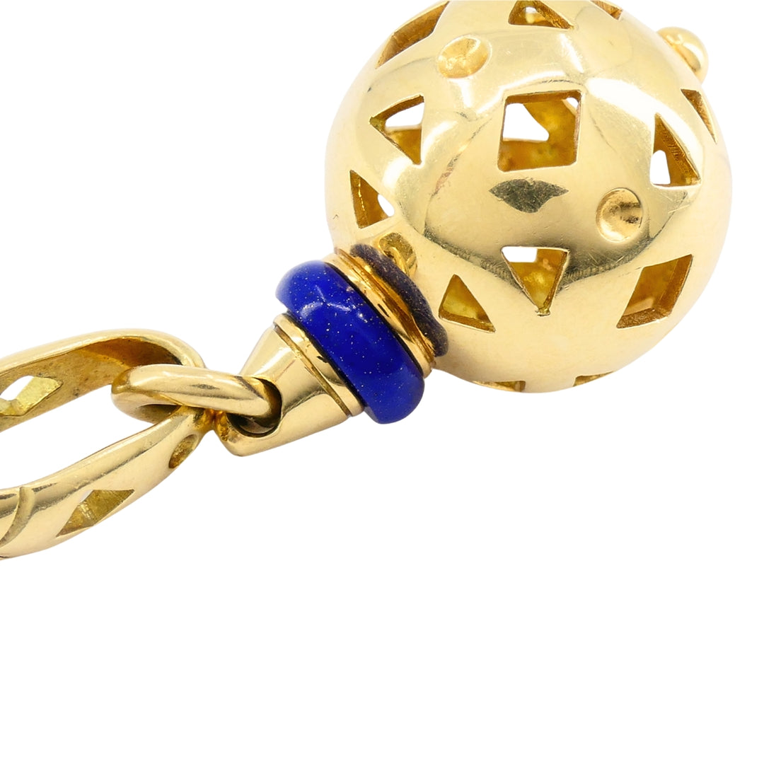Vintage Bvlgari 18k Gold Lapis Lazuli Openwork Pendant Bulgari Chain Necklace