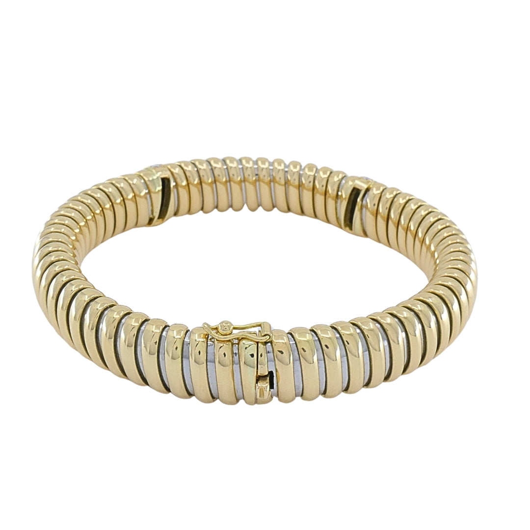 Vintage Cartier 18k Gold & Stainless Steel Tubogas Diamond Bracelet