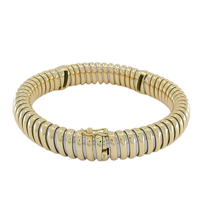 Vintage Cartier 18k Gold & Stainless Steel Tubogas Diamond Bracelet