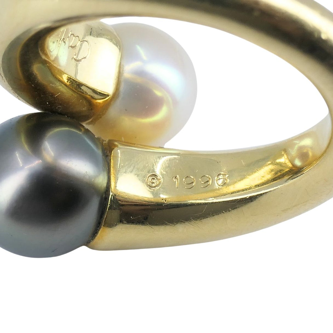 Vintage Cartier Toi et Moi 18k Gold Pearl Bypass Ring