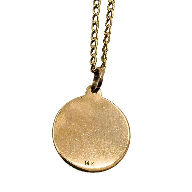 Vintage 14K Gold Saint Michael Pendant Necklace