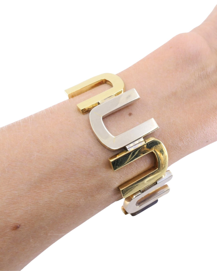 Vintage Cartier Bracelet 18k Yellow and White Gold Geometrical Pattern