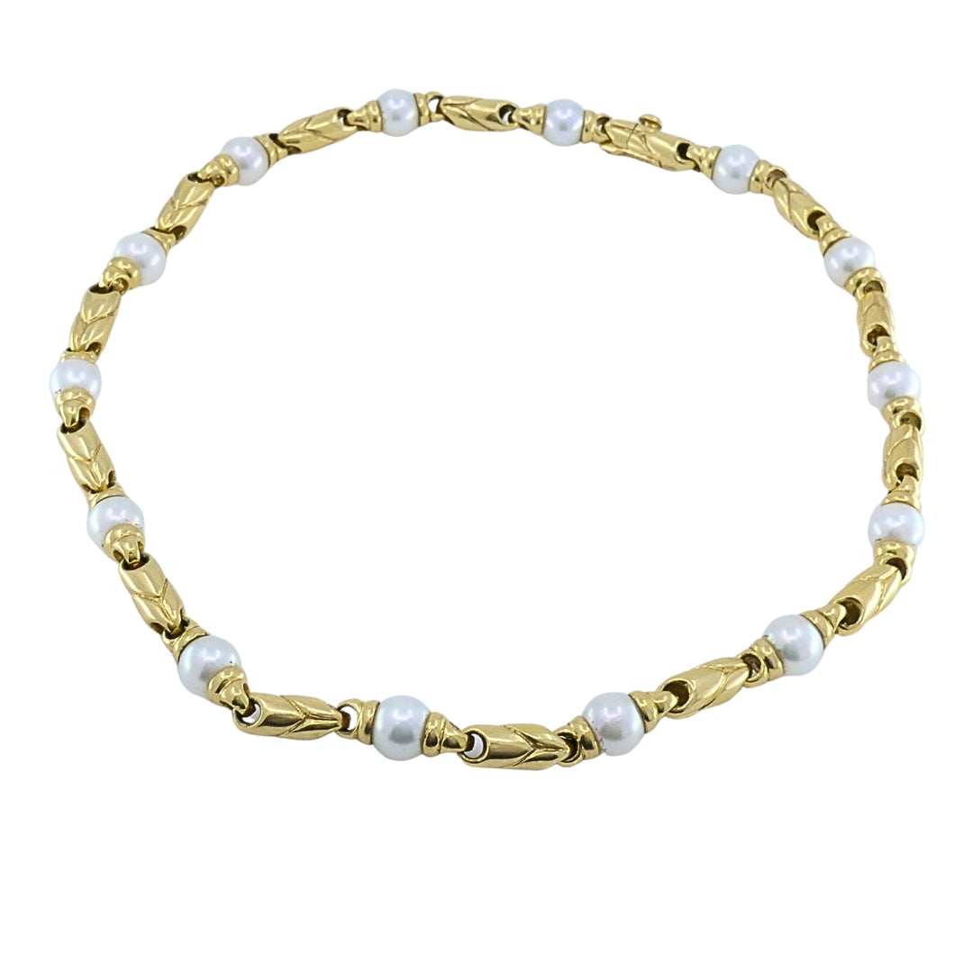 Bvlgari Bulgari Passo Doppio Pearl 18k Gold Link Necklace