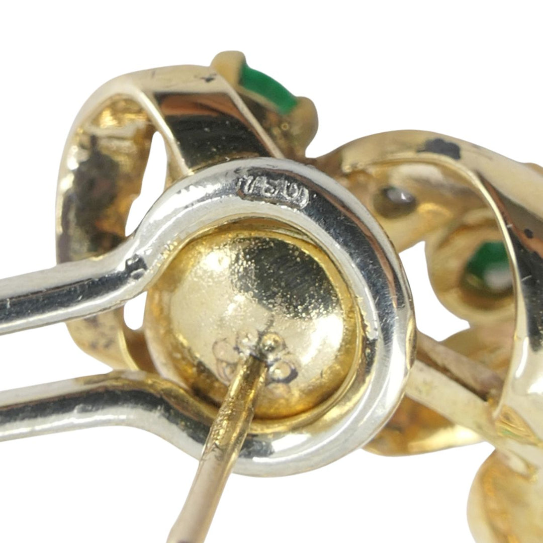 Vintage Asprey & Co. 18k Gold Diamond Emerald Circular Earrings