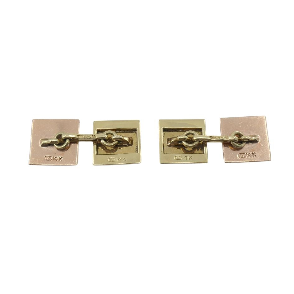 1940s Tiffany & Co. 14k Yellow & Rose Gold Cuff Links