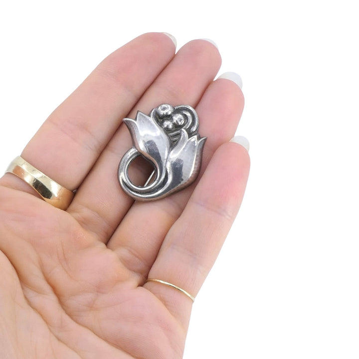 Georg Jensen 830 Silver Tulip Brooch No. 100, Denmark, 1933–1944