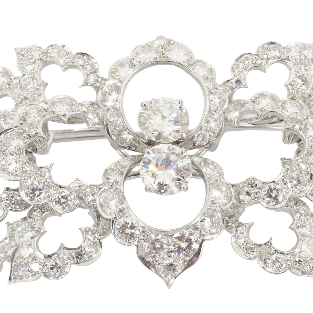 David Webb Diamond Platinum Brooch Floral Design
